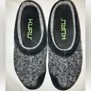 Kuru Draft Black Grey Suede Knit Slip On Clog Slippers Shoes Womens Size 7